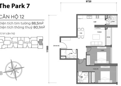 Siêu Phẩm căn hộ 2 phòng ngủ park 7 P7-28.12 vinhomes