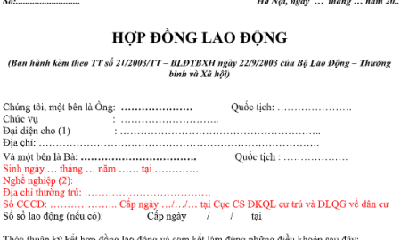 Mẫu hợp đồng lao động