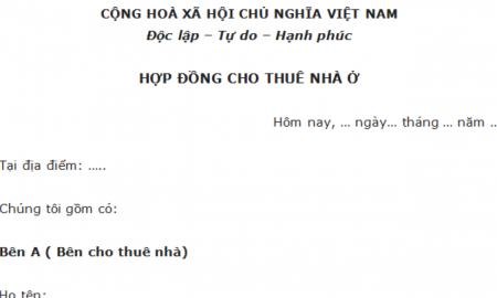 Mẫu hợp đồng thuê nhà ngắn ngọn nhất