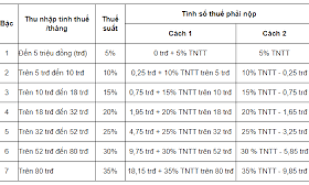 Mức đóng thuế thu nhập cá nhân