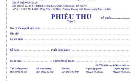 Phiếu thu tiền mặt 